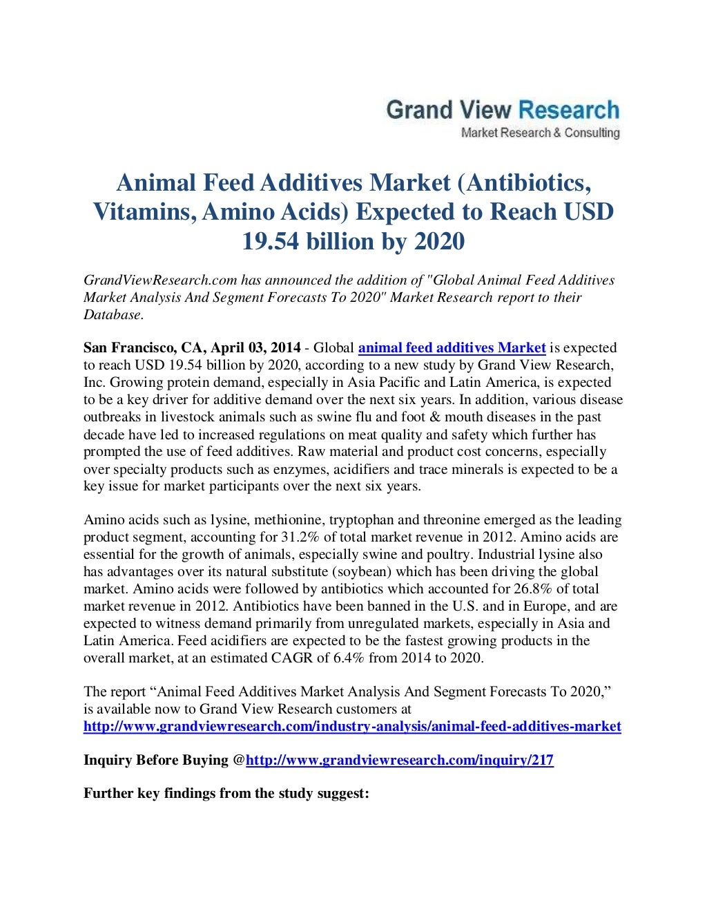 Animal Feed Additives Market (Antibiotics, Vitamins, Amino Acids) Expected to Reach USD 19.54