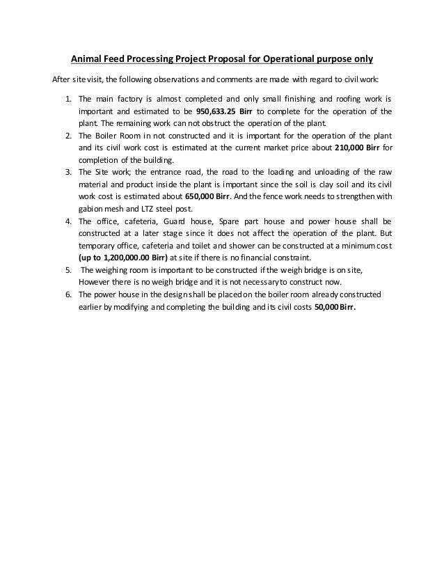 Animal feed processing project proposal