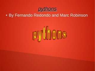 ppyytthhoonnss 
● By Fernando Redondo and Marc Robinson 
 