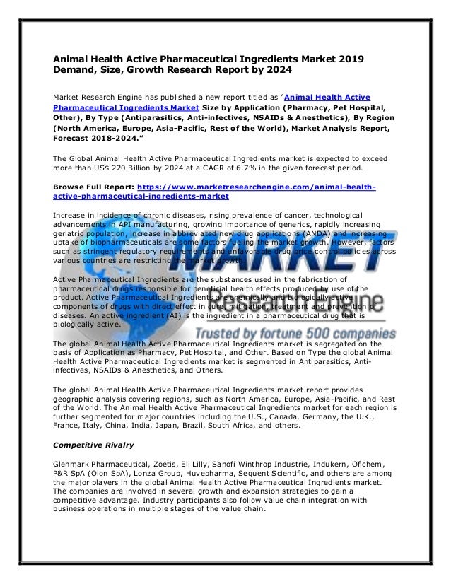 Animal Health Active Pharmaceutical Ingredients Market 2019 Demand S Animal Health Active Pharmaceutical Ingredients Market 2019 Demand S