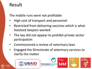 Challenges in delivery of animal health services