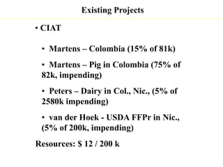 Update on animal health component 1.1