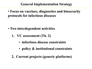 Update on animal health component 1.1