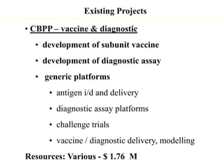 Update on animal health component 1.1