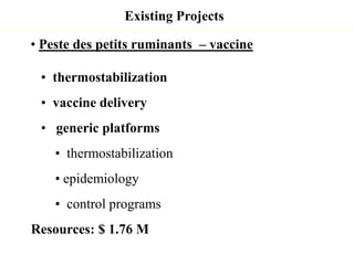 Update on animal health component 1.1