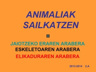 ANIMALIAK
SAILKATZEN
JAIOTZEKO ERAREN ARABERA
ESKELETOAREN ARABERA
ELIKADURAREN ARABERA
2013-2014

2.A

 