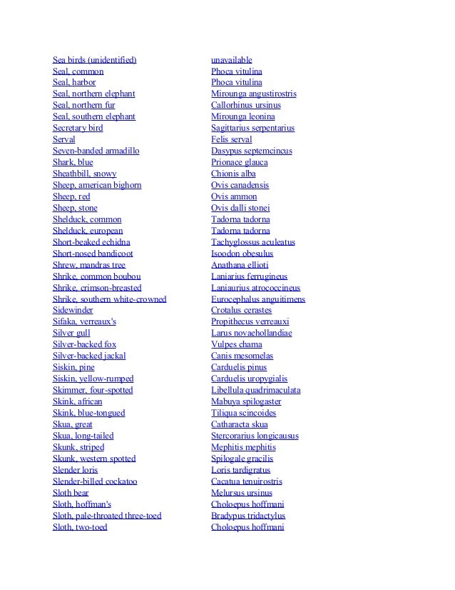 animal list a to z animal list a to z