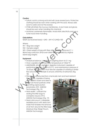 Figure 25. Ultrasonic water bath

Figure 26. Cooled centrifugebath

Standard tannin acid solution
(always prepare fresh)
• Dissolve 13 –15 mg tannic acid
in equal volume of dist water
(13–15 ml)
• Dilute 1:10 with distilled water and use this as 0.1mg/ml
working solution.
Equipment
• Precision balance (Fig. 5)
• Ultrasonic water bath (Fig.
25)
• Cooled centrifuge (Fig. 26)
• Vortex (Fig. 24)
• Spectrophotometer (Fig.
23)
• Eppendorf pipettes of different volumes (Fig. 28)
• Cuvettes
• Test tubes 100×10 mm
• Centrifuge tubes, 13 ml
• Centrifuge tubes, 50 ml.

Figure 24. Vortex

References
• Makkar HPS. 2003.
1.9.2. Condensed Tannins
Principle
The butanol-HCl-iron method is used to ascertain the presence of con34

 