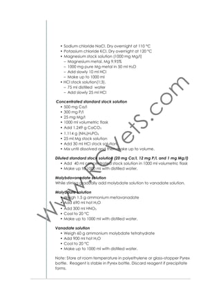 Wait at least six weeks after harvesting before sampling silage, to ensure fermentation has completed.
Representative samples should be made by taking 1 to 5 kg of silage
from different locations of the freshly open front silo. Avoid taking samples from the periphery of the silo and from moldy or damaged parts.
The face of the silo gives a better sample of the silage the animals are
actually eating.
Samples should be thoroughly mixed and if the ﬁnal sample has to be
reduced before being sent to the laboratory, it should be prepared by
the quartering method outlined below:
• Tip the sample onto a clean surface such as a clean board or
worktop. Rough concrete is not suitable
• Thoroughly mix the sample ensuring an even distribution of material
• Using a clean board or card, halve the sample by dividing across
the pile and separating into 2 piles. If one pile is approximately 1
kg, carefully place this into a clean plastic bag ensuring all the
material in the pile is included
• After placing in the plastic bag, remove as much of the air as possible by squeezing the bag, and seal. This will help reduce silage
changes during transport and make your analysis more accurate
• Label the bag clearly with sample number, forage mixture, stage
of maturity and date harvested, and store immediately in a cold
place, preferably in a freezer to prevent bacterial decay, until
analyzed.

2.3. Silage Quality Assessment
Fig. 42 presents the different steps of silage nutritional quality assessment. There are two major procedures: (i) Assessment of fermentation
quality and (ii) Conventional feed analysis. The latter has similarities
to the general methodology of feed analysis procedures already
described. Focus will be made on fermentation quality assessment.
Special mention is made for dry matter that needs to be corrected for
volatile components including ammonia and volatile organic acids
(acetic, propionic, butyric, isobutyric).
2.3.1. Dry Matter (DM)
This is the material left after all water has been removed by drying.
Values given are ‘corrected values’ to allow for volatile fatty acids and
other components lost during oven drying.
DM = 100–MC

50

 