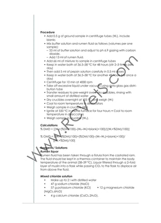 Safe handling of concentrated corrosive acids
– Use acid–resistant fume hood when heating acids or performing
reactions that emit acid fumes. In diluting, always add acid to
H2O unless otherwise directed in method. Keep acids off skin and
protect eyes from spattering. If acids are spilled on skin, wash immediately with large amounts of H2O.
Sulfuric acid. Always add H2SO4 to H2O. Wear face shield and heavy
rubber gloves to protect against splashes. Do not mix with HCl.
Nitric acid. Nitric acid reacts vigorously or explosively with aniline, H2S,
ﬂammable solvents, hydrazine and metal powders. Gaseous nitrogen
oxides from HNO3 can cause severe lung damage. Use fume hood.
Handle with disposable polyvinylchloride, not rubber, gloves.
Safe handling of alkalis
Alkalis can burn skin, eyes, and respiratory tract severely. Wear heavy
rubber gloves and face–shield to protect against concentrated alkali
liquids. Use fume hood or gas mask.
Sodium and Potassium hydroxides are extremely caustic and can
cause severe burns. Protect skin and eyes when working with these
alkalis, whether as solids or concentrated solutions. Add pellets to H2O,
not vice versa.
Safe handling of special chemical hazards
Acetone. Highly ﬂammable, forms explosive peroxides with oxidizing
agents. Use fume hood.
Chloroform. Do not inhale. Use fume hood. Can react explosively with
Al, Li, Mg, Na, K, N2O4, and NaOH plus methanol. Tumor producing
agent.
Di– and Trichloroacetic and Triﬂuoroacetic Acids.
Can cause severe burns to skin and respiratory tract. Use rubber gloves,
eye protection and fume hood.
Ethanol. Flammable. Use fume hood when heating or evaporating.
Methanol. Flammable, toxic. Avoid contact with eyes. Avoid inhaling
vapors. Use fume hood. Can react vigorously with NaOH plus CHCl3,
and KOH plus CHCl3 or KOH plus HClO4.
Petroleum ether. Extremely ﬂammable. Use fume hood. Avoid static
electricity.
Hexane. Highly ﬂammable. Use fume hood.

76

 