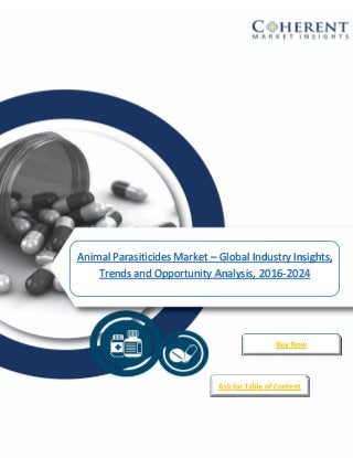 Artificial Pancreas Market Industry
[DATE]
[COMPANY NAME]
[Company address]
Animal Parasiticides Market – Global Industry Insights,
Trends and Opportunity Analysis, 2016-2024
 