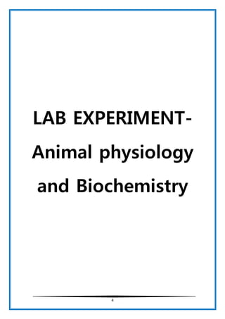Animal physiology and biochemistry lab manual