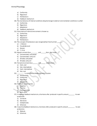 ANIMAL ANATOMY AND PHYSIOLOGY QUESTIONS visual data 8