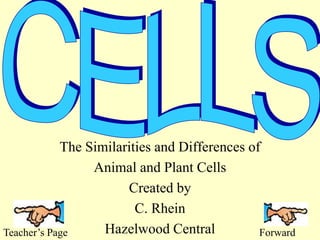 The Similarities and Differences of
Animal and Plant Cells
Created by
C. Rhein
Hazelwood CentralTeacher’s Page Forward
 