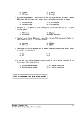 Tle Module Animal Production TLE -Learning Module - Animal Production | PDF