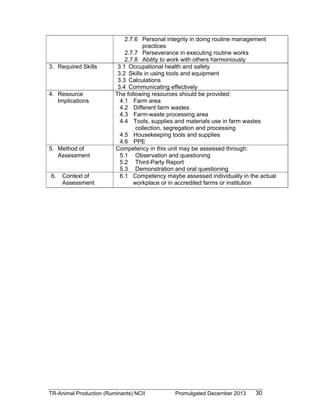 Animal Production (Ruminants) NC II Training Regulations | PDF