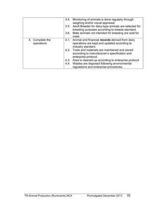 Animal Production (Ruminants) NC II Training Regulations | PDF