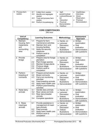Practical Questions On Ruminants Animal Production (Ruminants) NC II Training Regulations | PDF