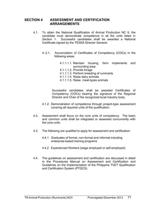 Animal Production (Ruminants) NC II Training Regulations | PDF