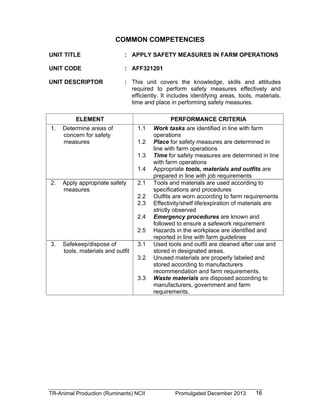 TESDA - TR - Animal Production (Ruminants) NC II | PDF