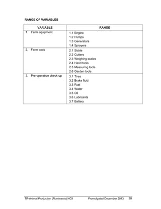 TESDA - TR - Animal Production (Ruminants) NC II | PDF