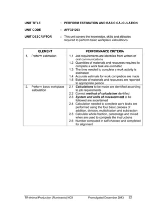 TESDA - TR - Animal Production (Ruminants) NC II | PDF