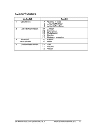 TESDA - TR - Animal Production (Ruminants) NC II | PDF