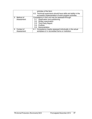 TESDA - TR - Animal Production (Ruminants) NC II | PDF