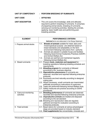 TESDA - TR - Animal Production (Ruminants) NC II | PDF