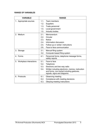 TESDA - TR - Animal Production (Ruminants) NC II | PDF