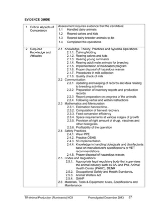 TESDA - TR - Animal Production (Ruminants) NC II | PDF