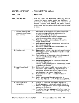 TESDA - TR - Animal Production (Ruminants) NC II | PDF