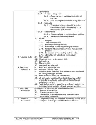 TESDA - TR - Animal Production (Ruminants) NC II | PDF