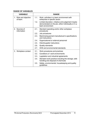TESDA - TR - Animal Production (Ruminants) NC II | PDF