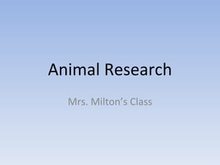 Animal Research Mrs. Milton’s Class 