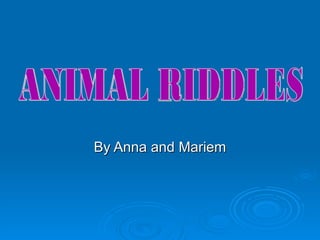 By Anna and Mariem ANIMAL RIDDLES  