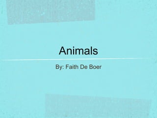 Animals
By: Faith De Boer
 