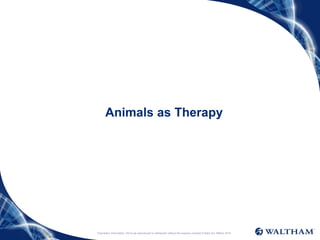Animals as Therapy
Proprietary information: Not to be reproduced or distributed without the express consent of Mars Inc. ©Mars 2016
 