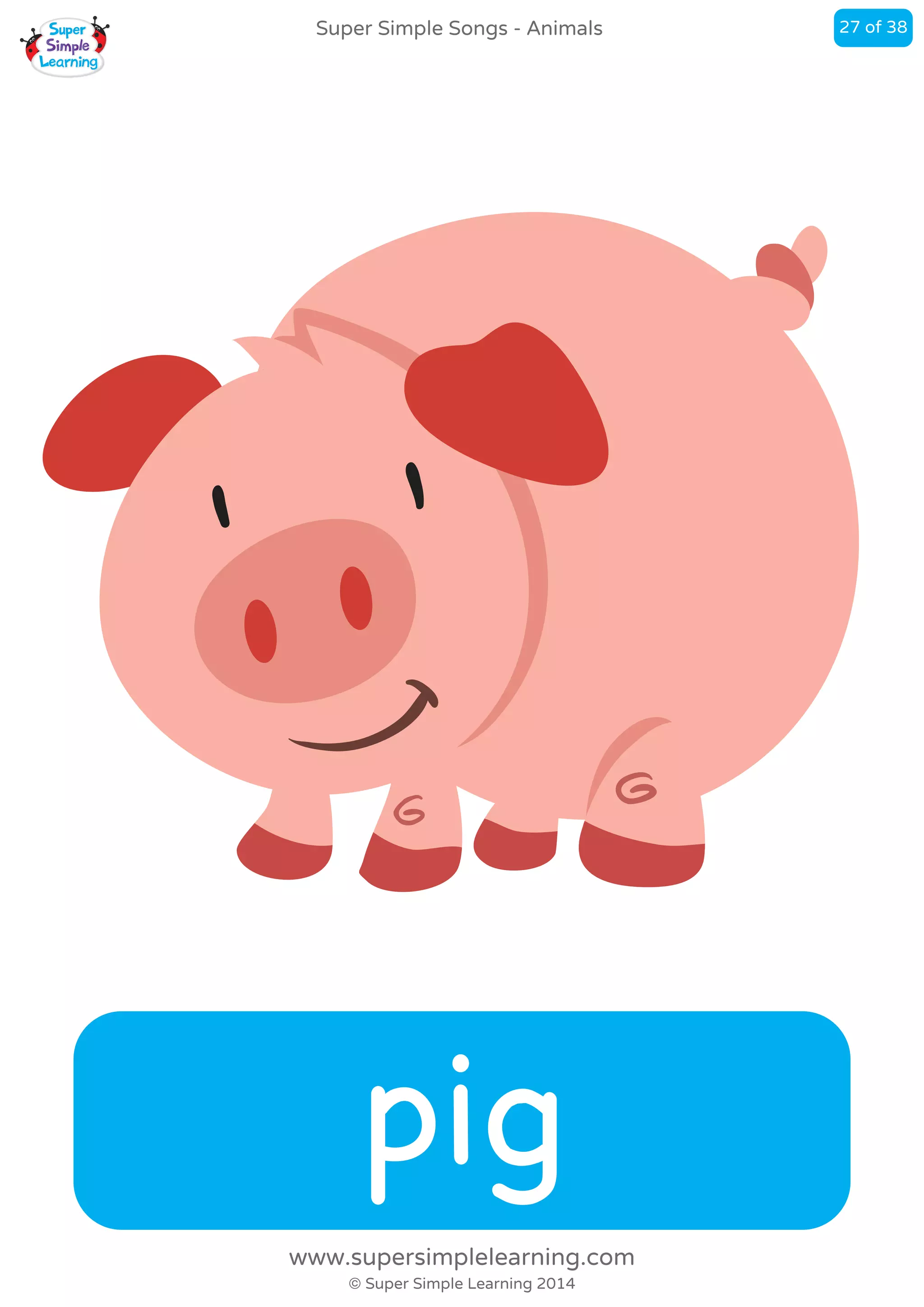 pig
Super Simple Songs - Animals
© Super Simple Learning 2014
www.supersimplelearning.com
27 of 38
 