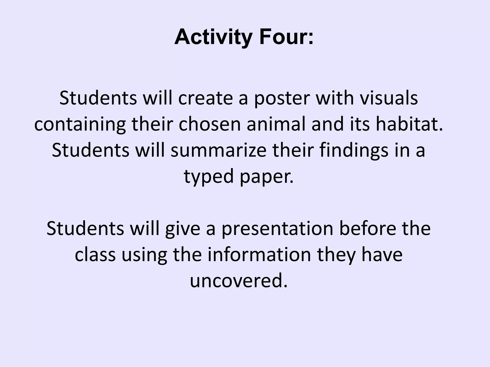  Students understand the needs of animals