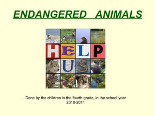 ENDANGERED  ANIMALS Done by the children in the fourth grade, in the school year 2010-2011 