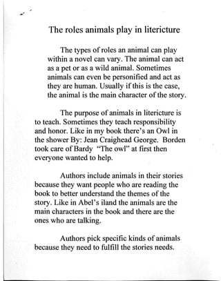 Animals In Literature