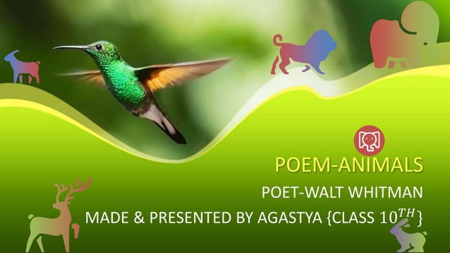 'Animals' poem of 'first flight'