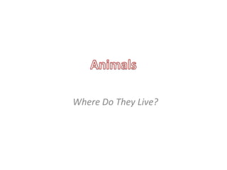 Animals Where Do They Live? 