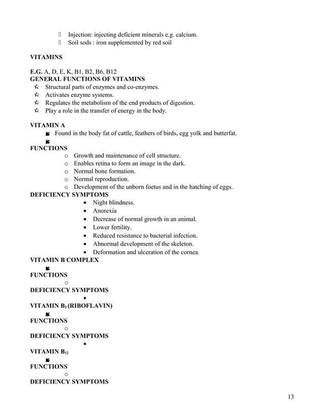 Grade 12 Agricultural Science Notes Animal nutrition PDF