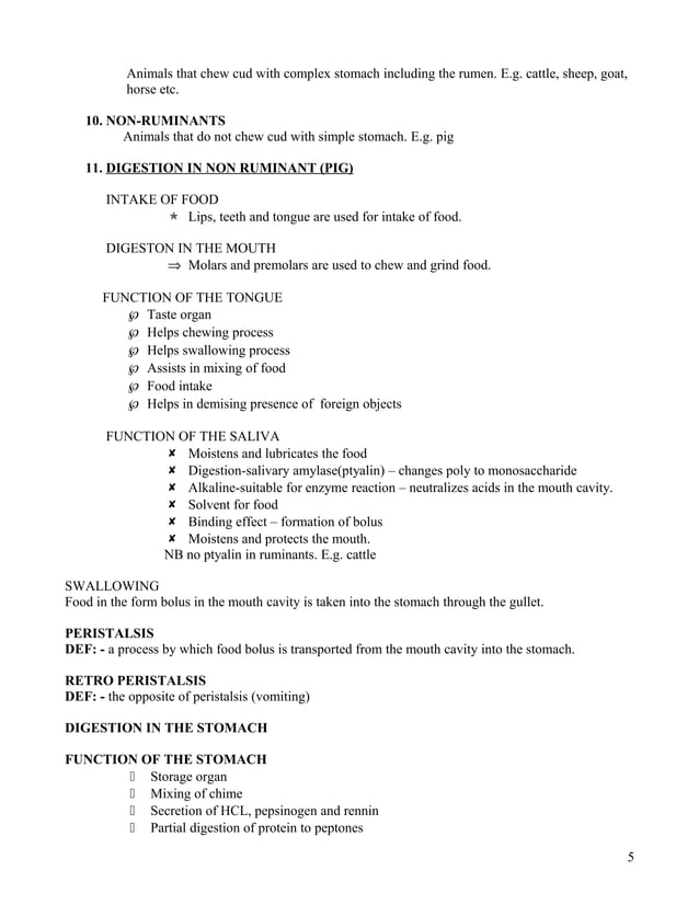 Grade 12 Agricultural Science Notes Animal nutrition PDF