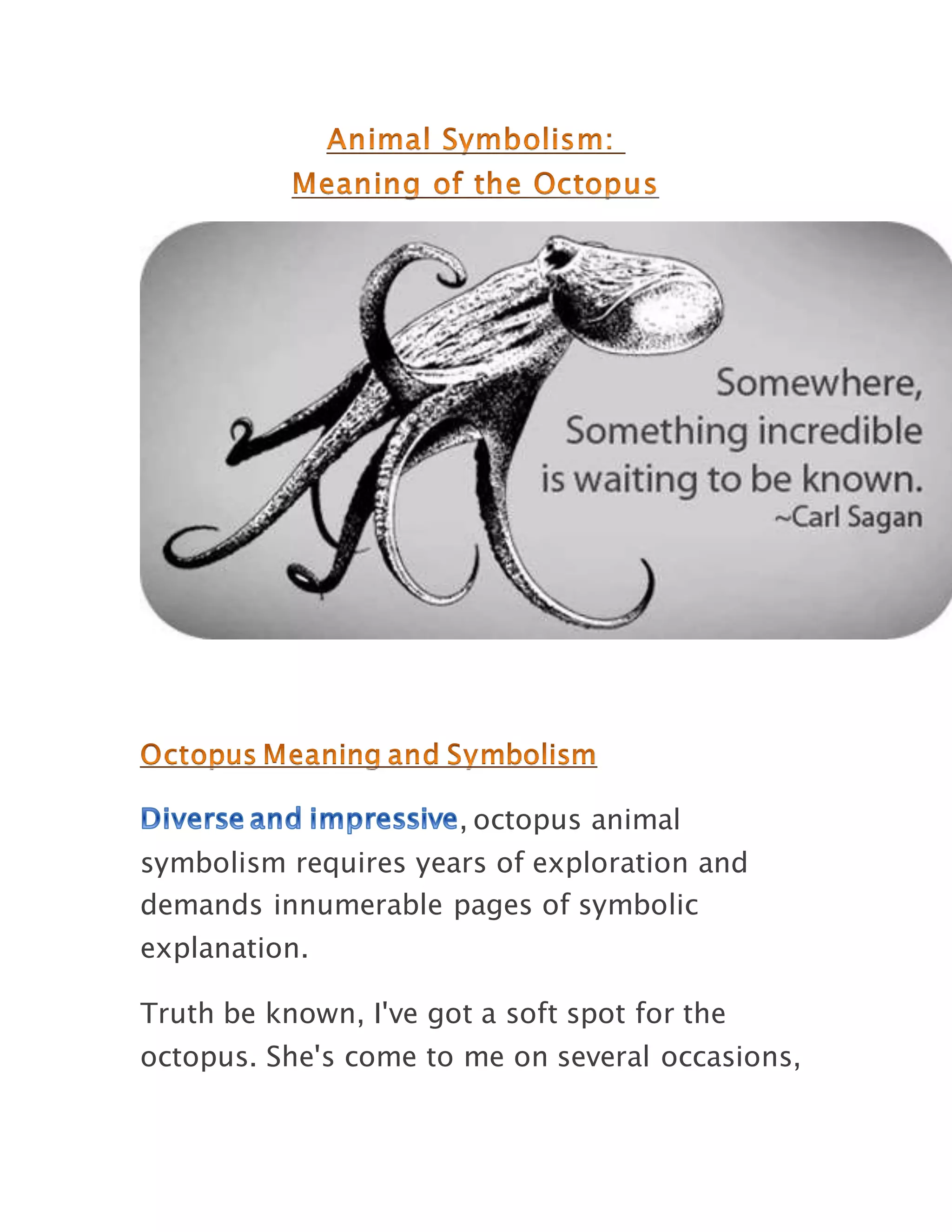 Animal symbolism meaning of the octopus . | DOCX