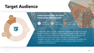 19
Sponsorship Deck
Target Audience
Lorem ipsum dolor sit amet, consectetur adipiscing elit, sed do eiusmod
tempor incididunt ut labore et dolore magna aliqua. Ut enim ad minim
veniam, quis nostrud exercitation ullamco laboris nisi ut aliquip ex ea
commodo consequat. Duis aute irure dolor in reprehenderit in
voluptate velit esse cillum dolore eu fugiat nulla pariatur. Excepteur sint
occaecat cupidatat non proident, sunt in culpa qui officia deserunt
mollit anim id est laborum.
Lorem Ipsum Dolor Sit Amet
consectetur adipiscing elit
60%
25%
15%
Lorem
ipsum dolor
Lorem
ipsum dolor
Lorem
ipsum dolor
 