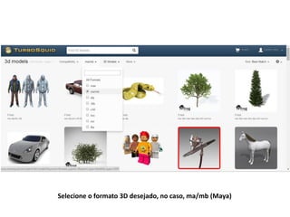 Selecione o formato 3D desejado, no caso, ma/mb (Maya)
 