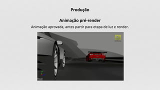 Produção
Animação pré-render
Animação aprovada, antes partir para etapa de luz e render.
 